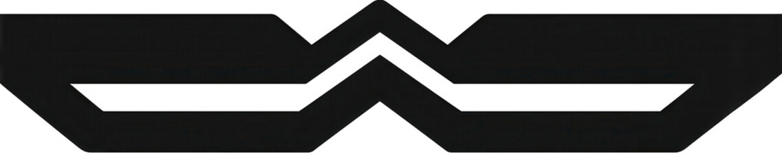 Dark, stylized, symmetrical, double-w-shaped graphic