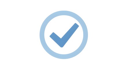Blue check mark in circle on white background