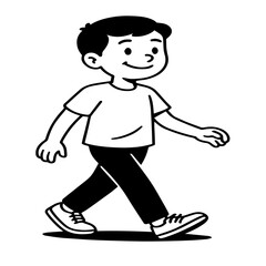 Cheerful Young Boy Taking a Stroll