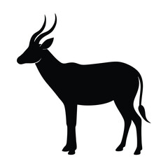 Black silhouette of a gazelle standing on a white background antelope animal