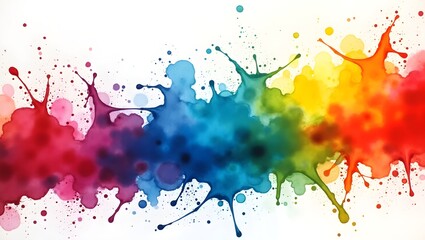 Vibrant Rainbow Watercolor Splash - Abstract Color Spectrum Art Background