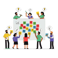 Team Brainstorming and Idea Generation Illustration.
