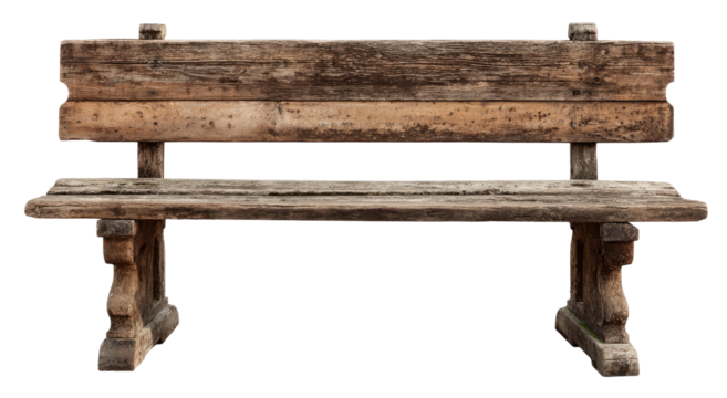 Weathered wooden park bench