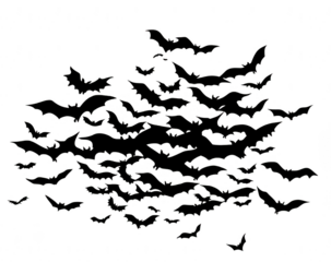 Abstract cluster of many small, dark shapes