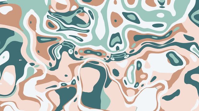 Loopable turbulent background with swirling organic shapes in earthy tones - flowing liquid marble pattern creates dynamic animated background texture