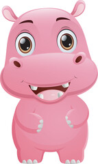 Cute hippo cartoon isolated on white background