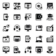 Glyph icons set for Online education