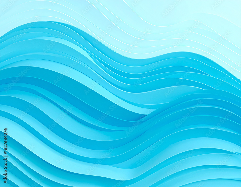 Aufkleber serene abstract background featuring multiple layers of flowing cyan and light blue waves. creates a