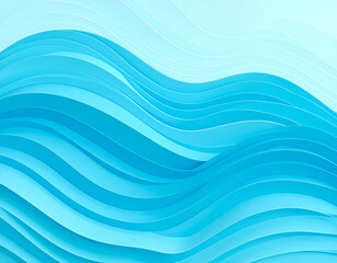 Serene abstract background featuring multiple layers of flowing cyan and light blue waves. Creates a sense of depth, movement, and tranquility. Ideal for digital art, presentations, and contemporary d