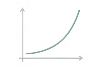 Exponential growth curve climbing upward, visualizing rising trend against transparent backdrop