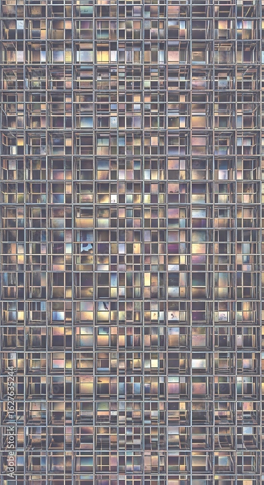 Poster abstract urban geometry with shimmering light reflections through a grid-like design