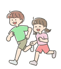 ジョギングをする男の子と女の子のイラスト
