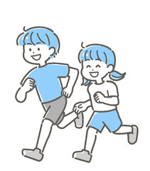 ジョギングをする男の子と女の子のイラスト
