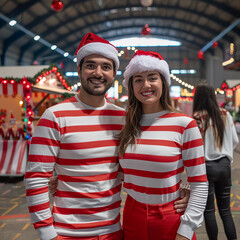 happy family in santa hats