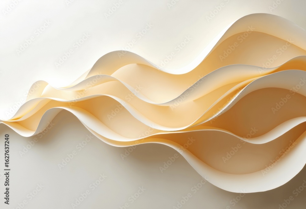 Aufkleber flowing abstract shapes with smooth curves in warm beige tones creating a modern artistic background