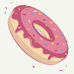 Naklejka premium Pink frosted donut with sprinkles isolated on white background