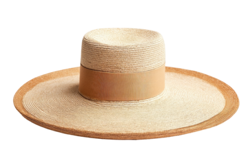 Beige straw hat with tan band