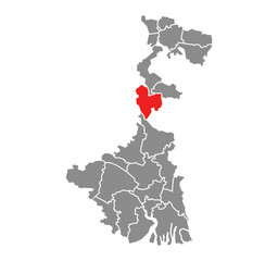 Malda District Highlighted in West Bengal State Map of India