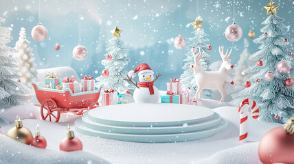 christmas tree and snowman