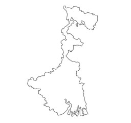 West Bengal State Map Line Work – Vector Outline of Indian State