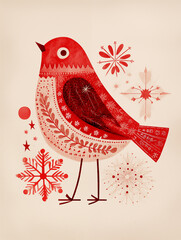 christmas greeting card with birds