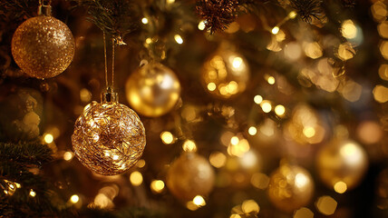 golden christmas balls