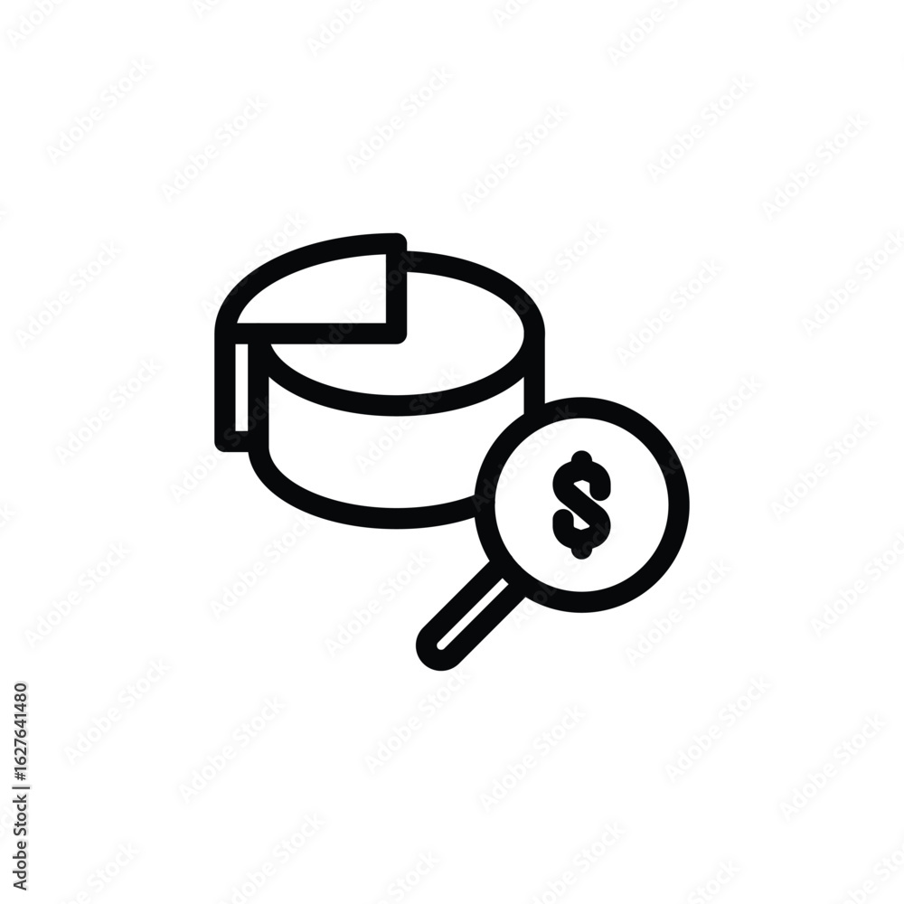 Aufkleber financial analysis, pie chart and loop glass outline icon vector design good for web or mobile app