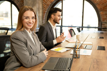 Male and female managers working together in the office