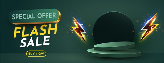 Flash Sale. Colorful discount sale podium. Special offer composition. Vector illustration