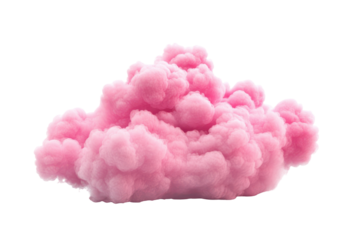Vibrant pink cloud explosion isolated on transparent background. Realistic pink cloud isolated on white background.