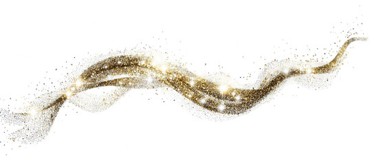 Gold glitter flowing ribbon