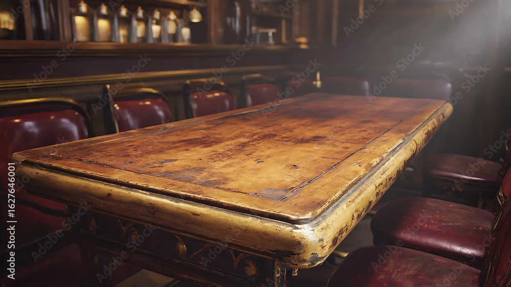 Aufkleber empty wooden table rustic and blurred background of bar or pub for product display high quality phot