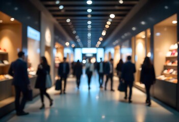 Generative AI Navigating the Luminous Hallway An Impressionistic Retail Scene Depicting Shoppers