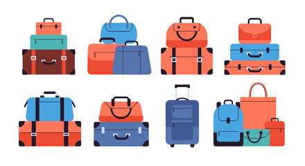Diverse collection of luggage bags and travel suitcases for journeys and adventures