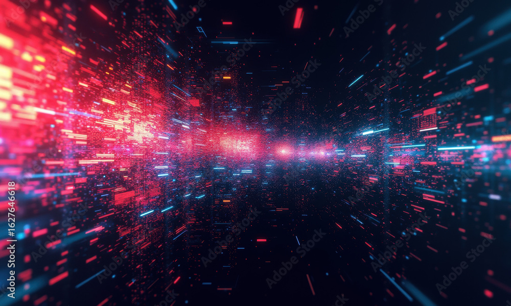 Poster abstract digital stream of data and light