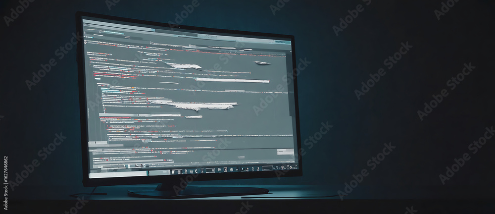 Poster glitch computer screen error abstract art illustration isolated on white background