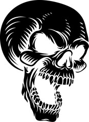 An evil screaming skull reaper shouting illustration