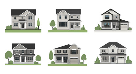 Fototapeta premium Collection of modern suburban family homes offering comfortable living spaces and attractive curb appeal