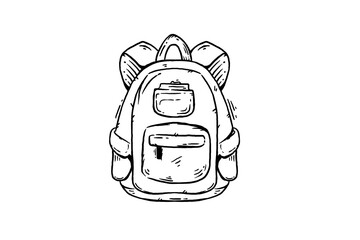 Hand drawn bag backpack school vector illustration