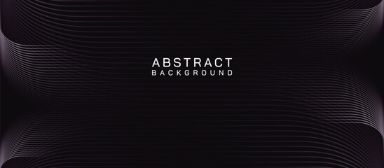 Abstract background with purple glowing geometric curve lines. Modern minimal trendy shiny purple lines pattern on dark background for banner, wallpaper, web, template and poster.