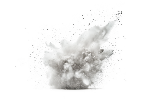 Explosion smoke cloud dust powder blast effect bomb particle vfx special effects isolated on transparent background
