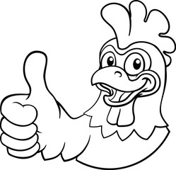 A chicken cartoon rooster cockerel bird mascot giving a thumbs up