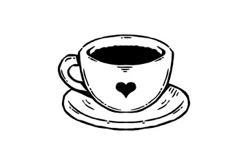 Hand drawn a cup of hot black coffee vector illustration