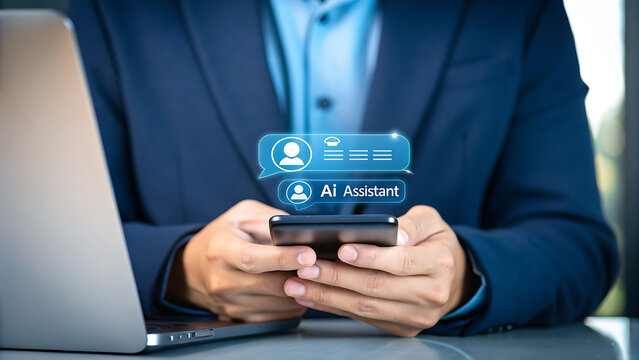 Businessman holding a digital tablet and mobile phone, showcasing the intersection of business and technology