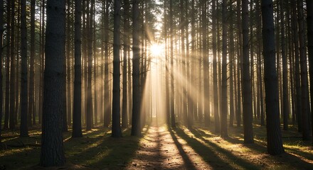 Fototapeta premium Forest Sunlight Trees Nature Landscape