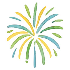 Colorful Fireworks Display Watercolor Illustration