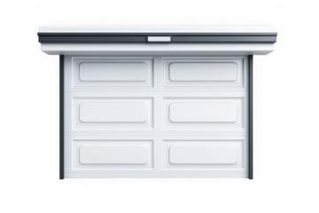 High resolution white garage door overhead sectional door vector graphic architecture isolated on transparent background