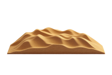 Textured desert sand dune formation isolated on transparent background. Sand dunes in the desert border isolated on white background.