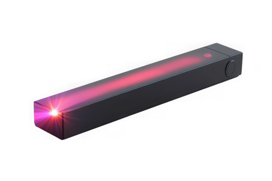 Sleek modern black bar with pink light beam, futuristic design element, rendered image, isolated on transparent background