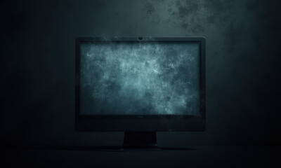 Fototapeta premium Dark Monitor Screen with Grunge Texture